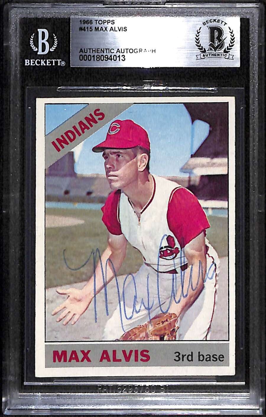 1966 Topps 415 Max Alvis  BGS Auto Autographed BAS Authentic C99704