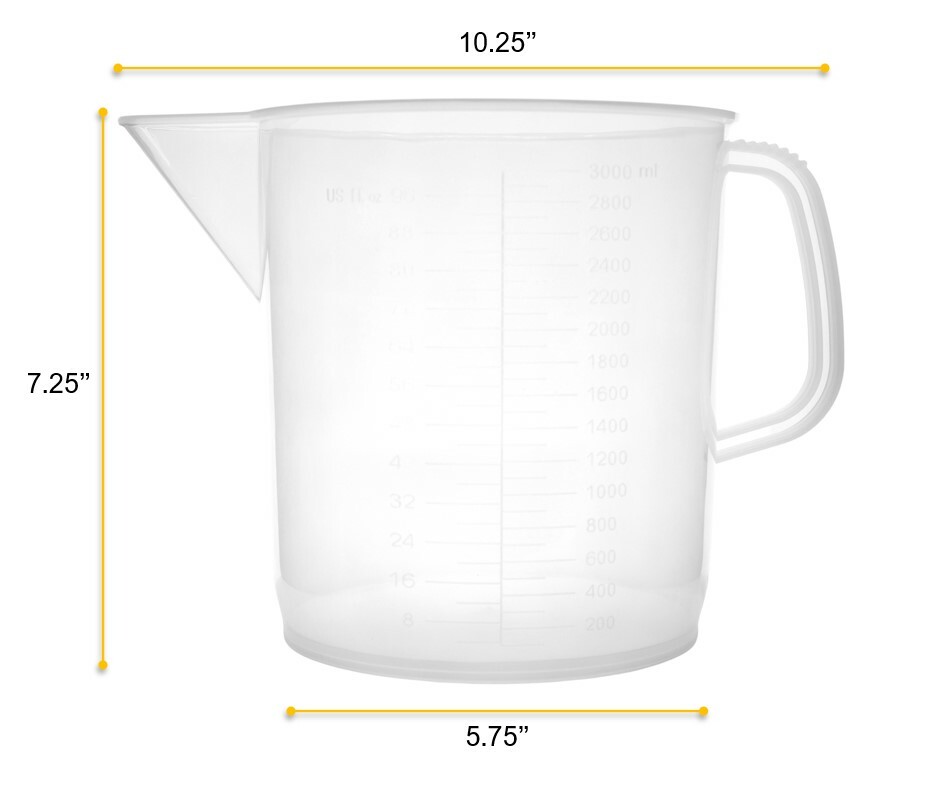 Measuring Jug, 3000ml - Polypropylene - Short Form - Eisco Labs