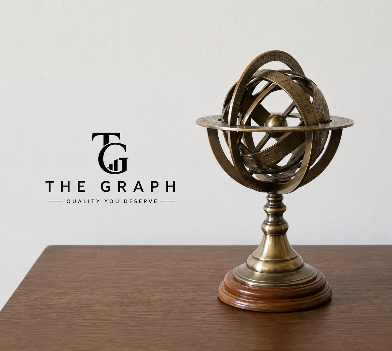 Vintage brass Armillary Sphere Globe with wooden base , Astrolabe Decor