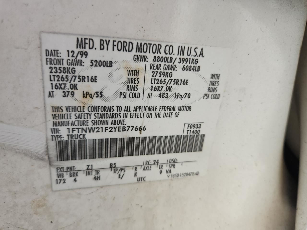 Air Bag Passenger Dash Fits 00-05 EXCURSION 4908022