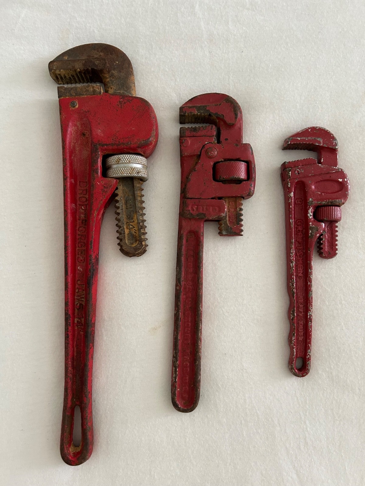 VTG Lot 3 Pipe Wrenches 14" Servess 10" Trino 8" Craftsman