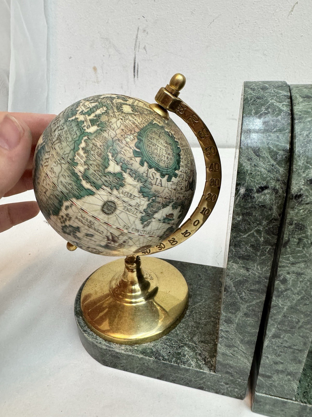 Old Globe Green Marble Book Ends