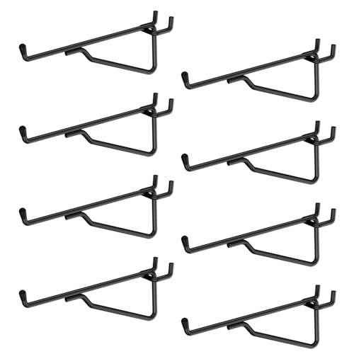6" Pegboard Shelf Hooks, 8 Pack Black Pegboard Shelf Brackets Hooks, 6 Inch