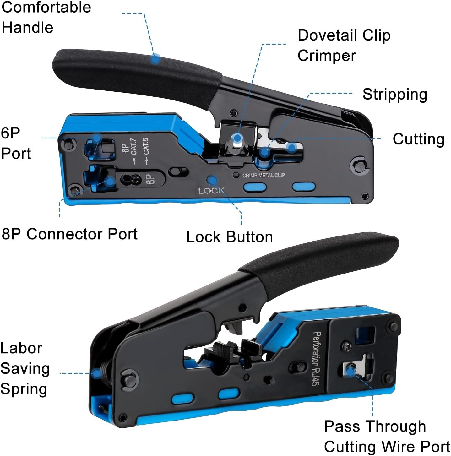 Professional RJ45 Crimp Tool for Home Networking - Lightweight & Efficient