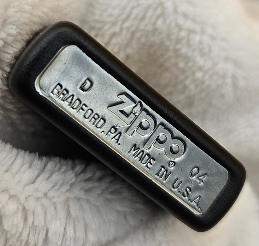 Zippo Lighter 2004 Flaming Motorcycle, Black Matte, New