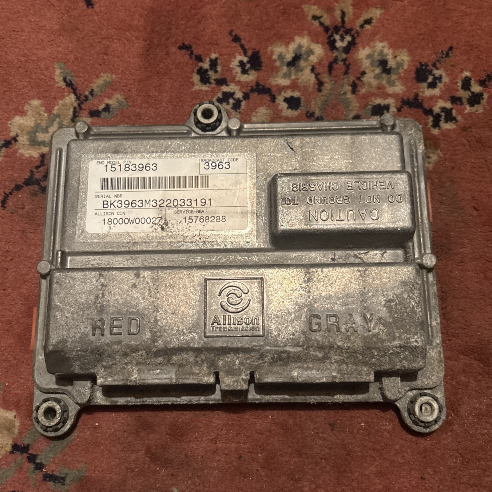 2001-2005 CHEVY GMC DURAMAX 8.1 ALLISON 1000 TRANSMISSION CONTROLMODULE 15183963