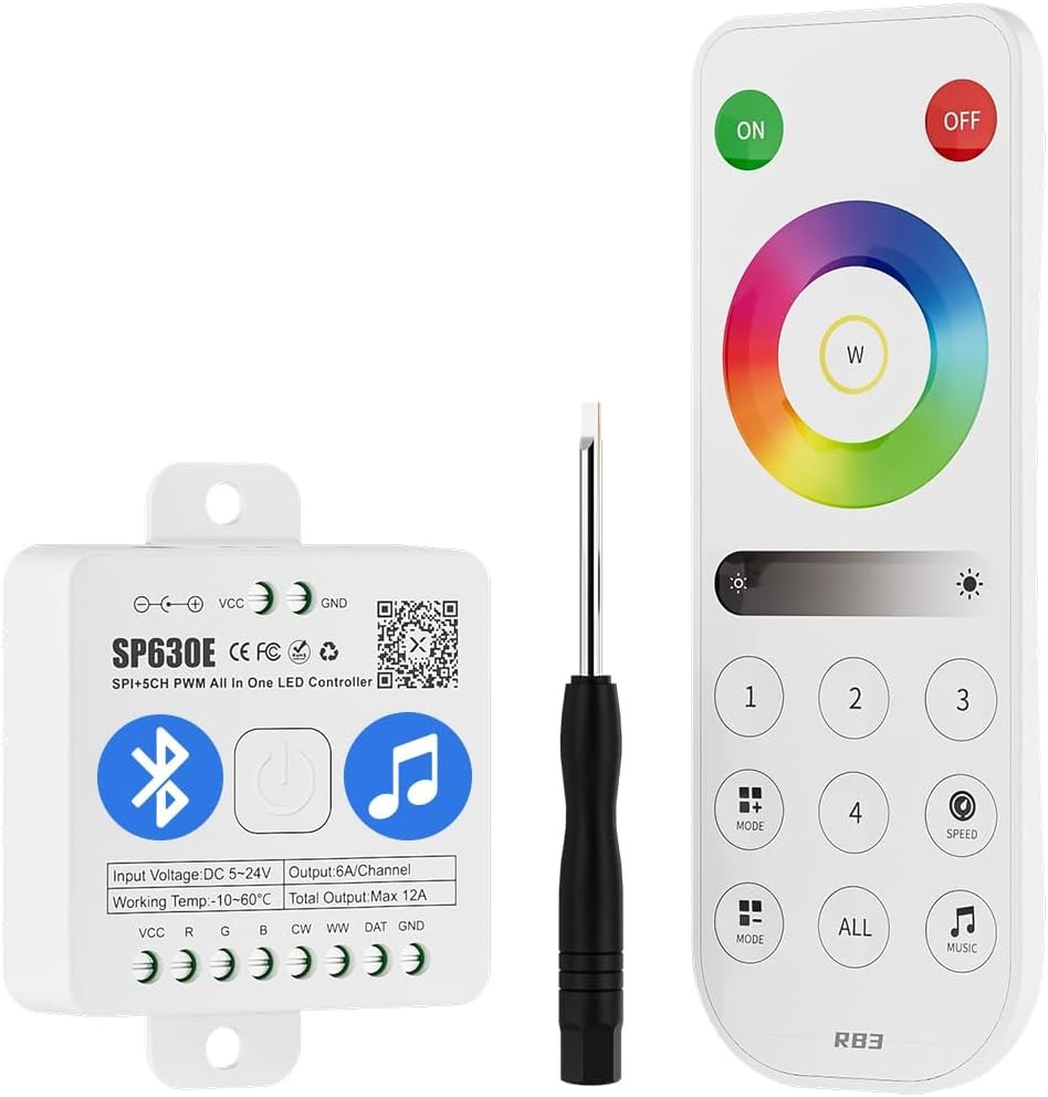 BTF-LIGHTING SP630E Bluetooth Controllers 4 Zones SP630E+RB3 Kit, Multicolor
