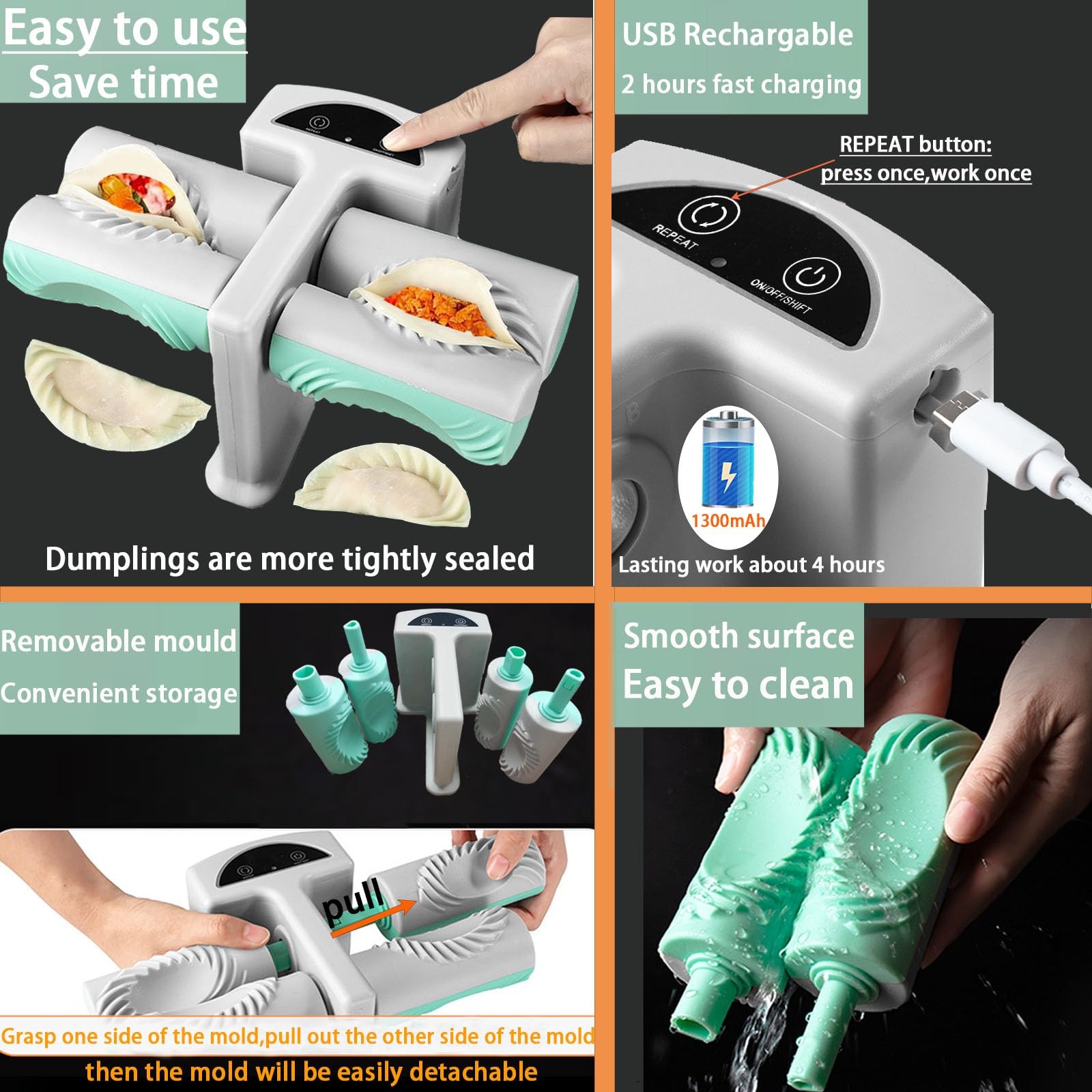 Electric Dumpling Maker Two Sizes Double Head Automatic Electric Dumpling Mak...