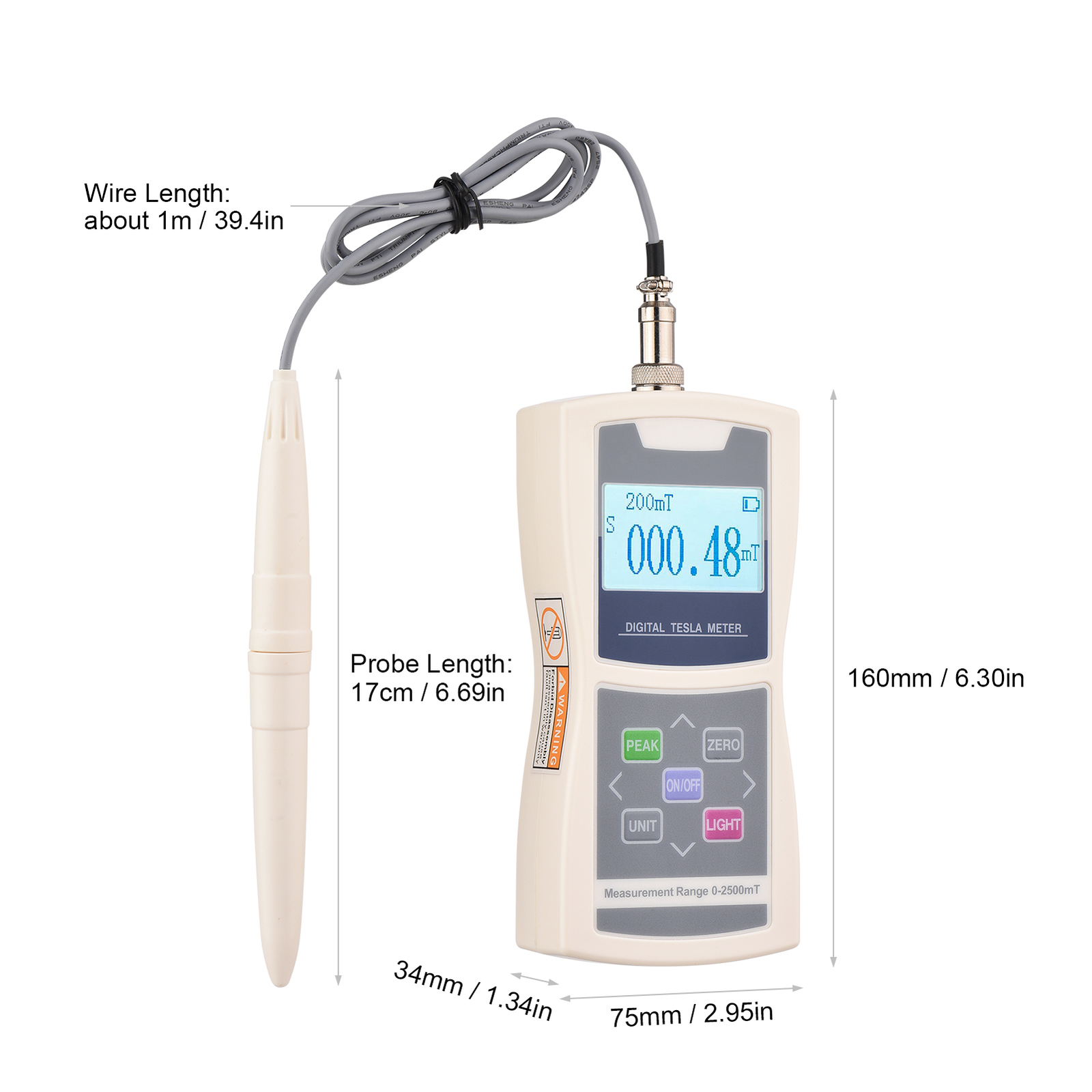 Digital Tesla Meter Gaussmeter Auto 200mT/ 2000mT High Accuracy O8V4