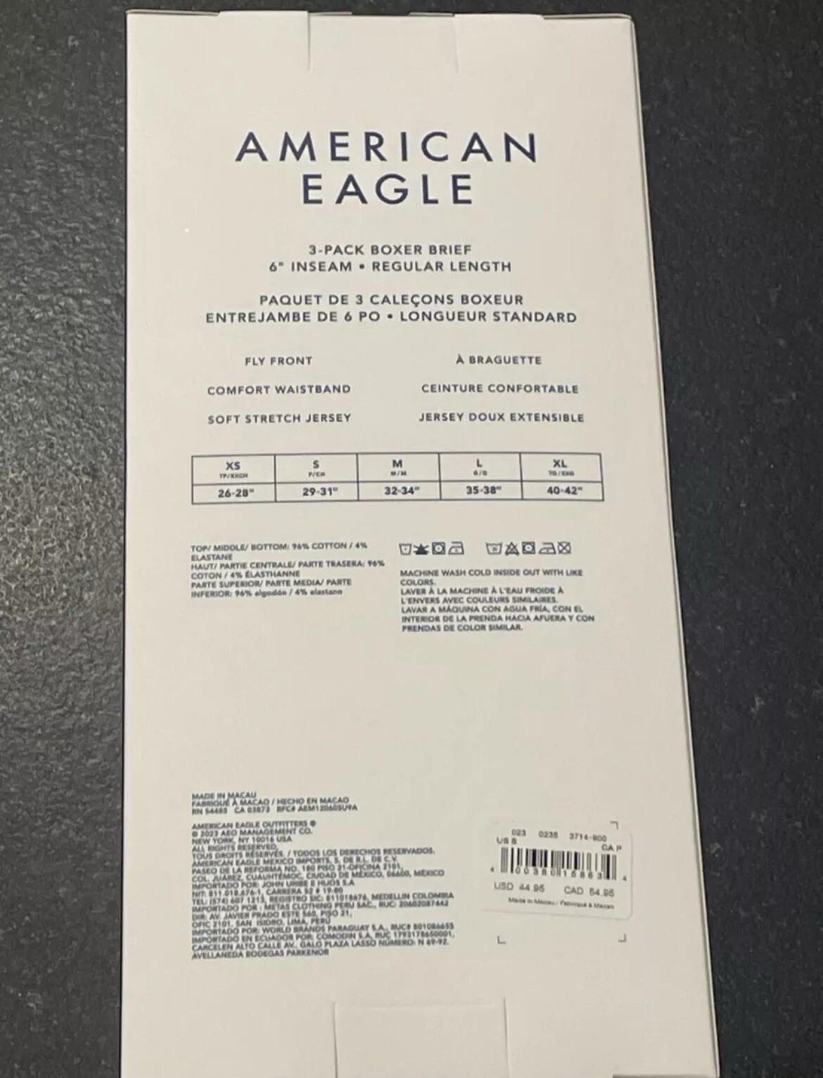 American Eagle Boxer Briefs Men’s Small Black Flex 3 Pack 4.5” Inseam