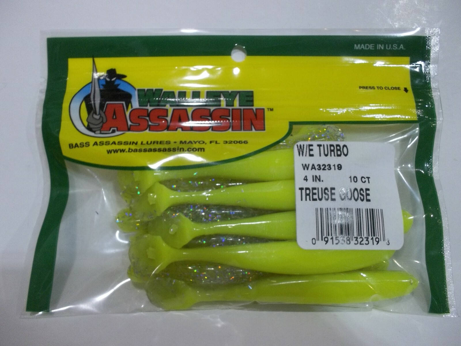 Walleye Assassin 4" Turbo soft plastics 10 per package Choose your colors!  NIP!