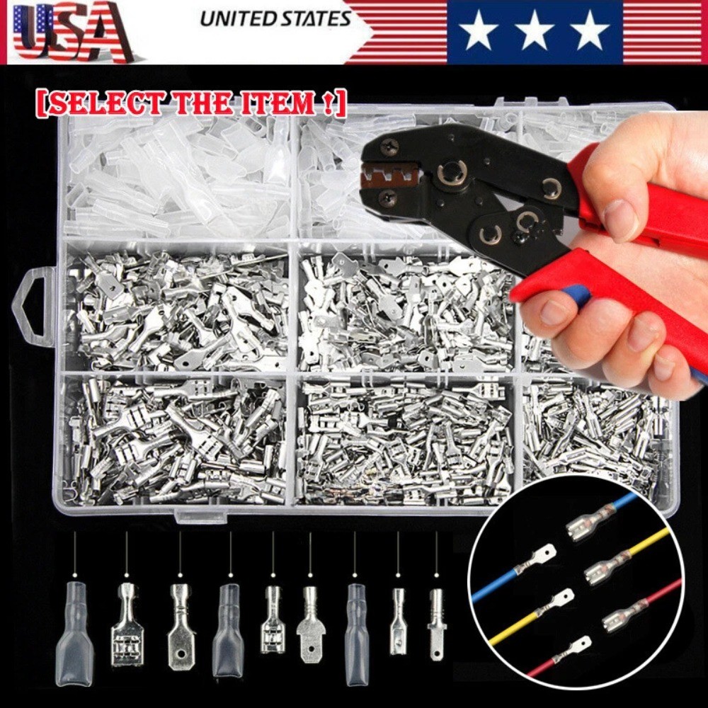 900X Assortment Male Female Spade Terminals Electrical Wire Crimp Connectors Kit