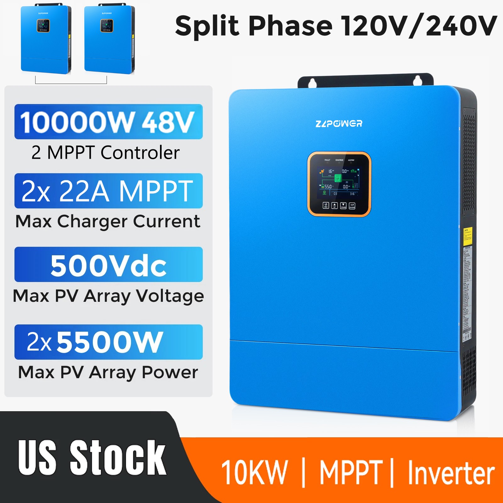 10000W 48V Solar Hybrid Inverter Split Phase Support Parallel up to 6 inverters