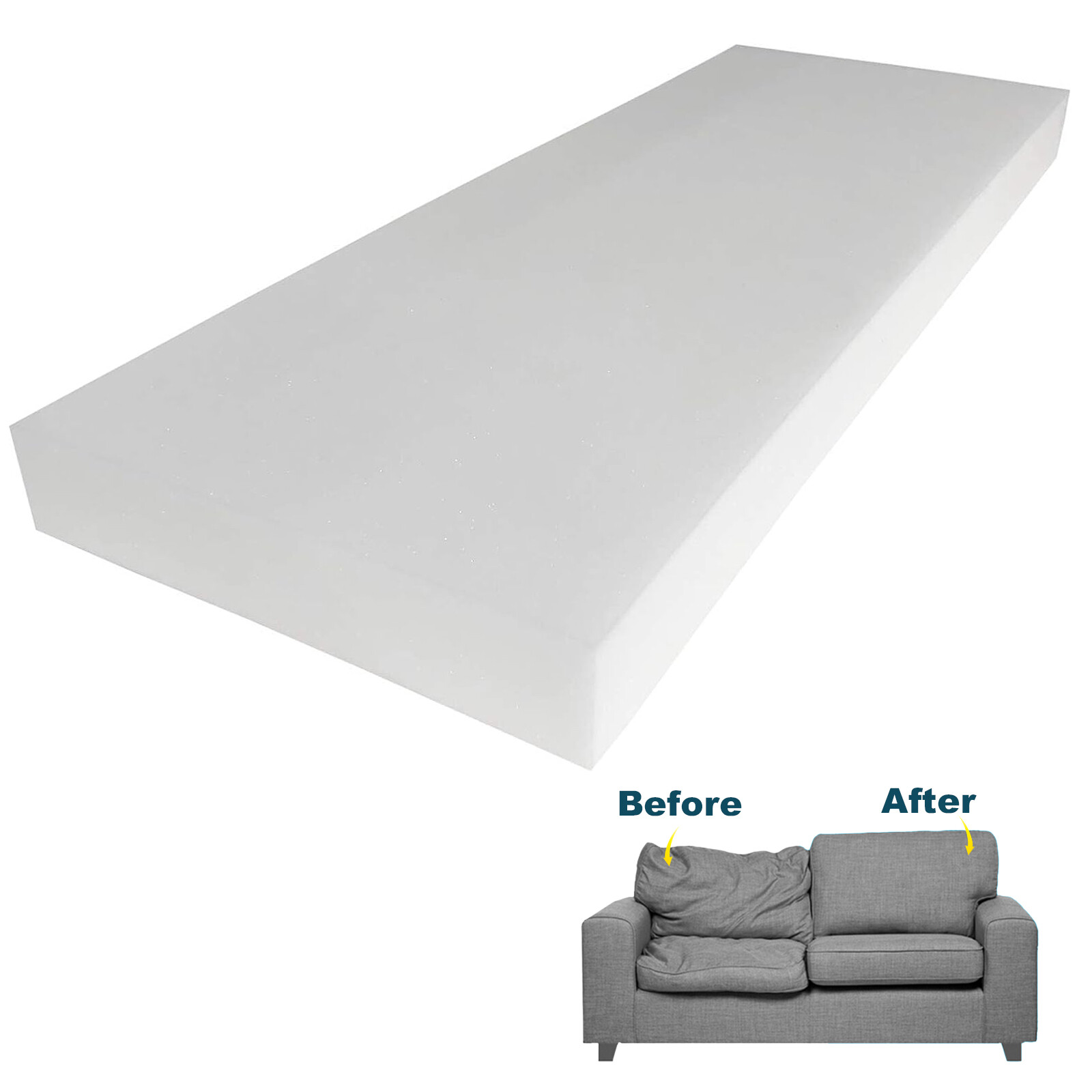 High Density Upholstery Foam Sheet Couch Seat Cushion Padding Replacement 72/108