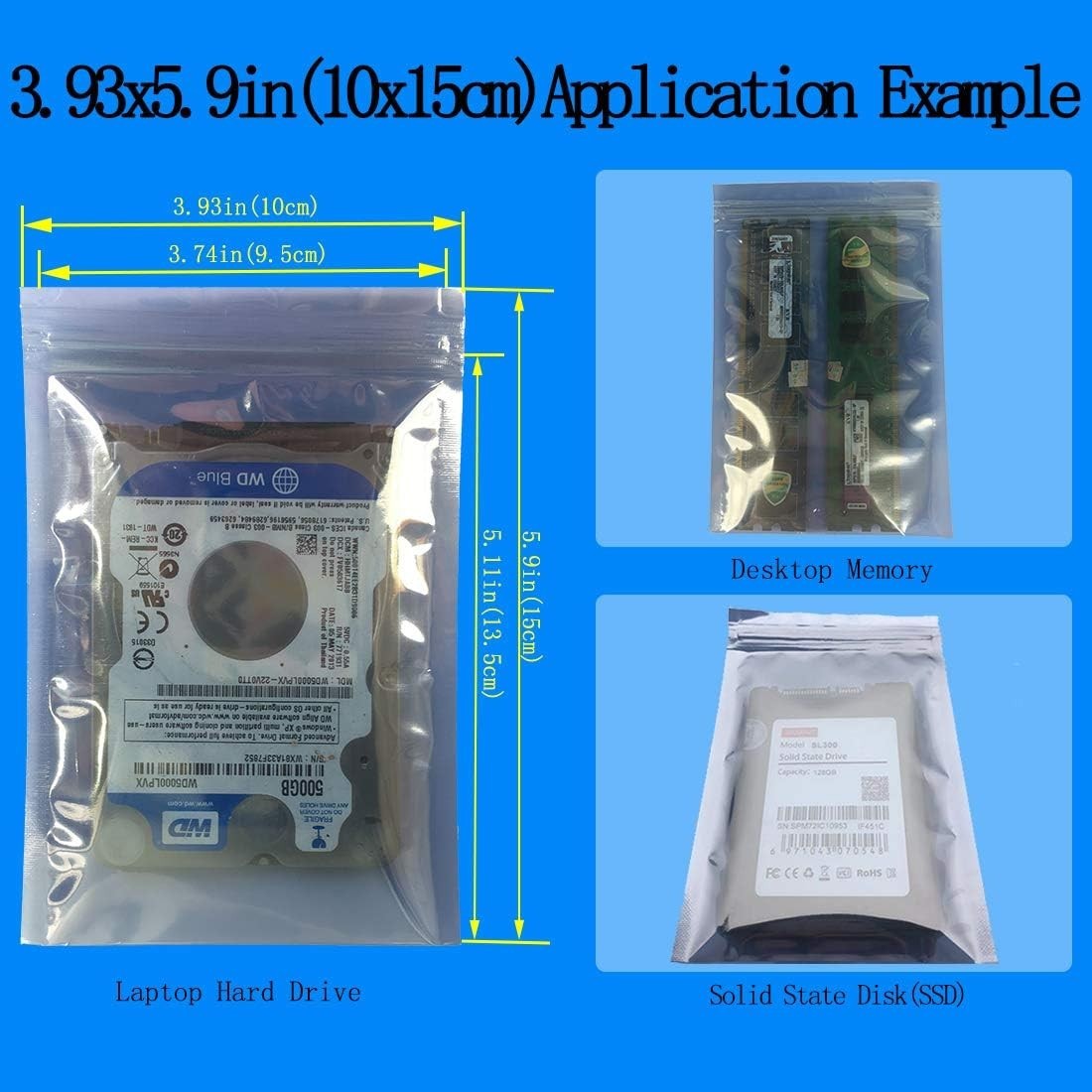 ESD Shielding Antistatic Bags Set - 30 Mixed Sizes for Hard Drives & Electronics