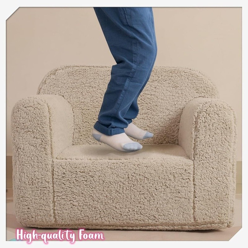 Kids Soft Sherpa Foam Chair Toddler Sofa Cuddly Kids Furniture Removable Cover