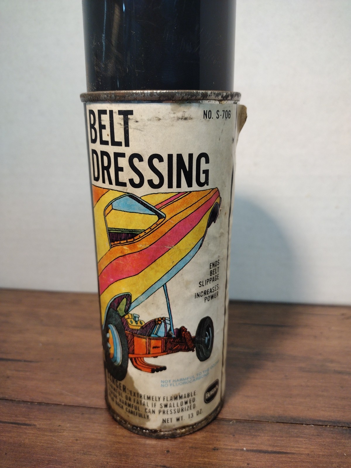Vintage 1970's Spar-var Belt Dressing. Killer Dragster Graphics Mancave Display