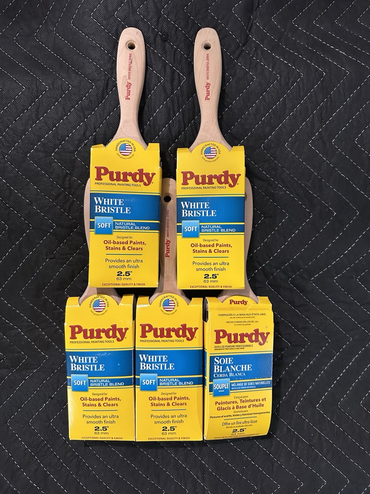 Lot of 5: NEW 2.5" Purdy White Bristle Sprig Paint Brushes 2-1/2 in.