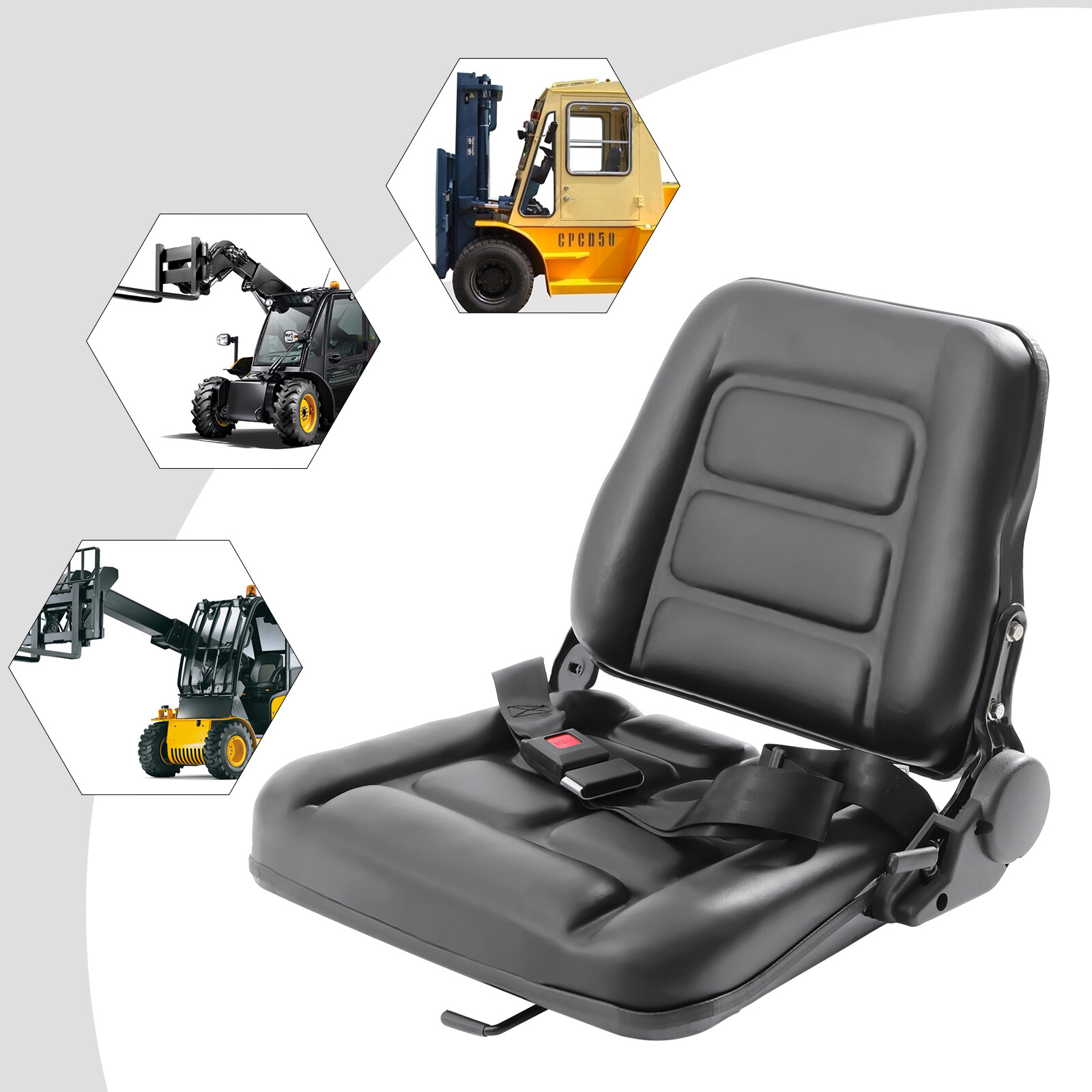 Forklift Seat Fit Cark Cat Hyster Yale Toyota Mitsubishi Black Universal Parts