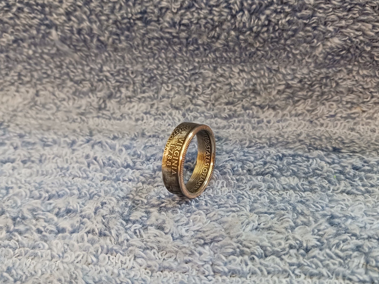 Virginia Handcrafted   Washington Quarters coin ring, 2000,  size 8