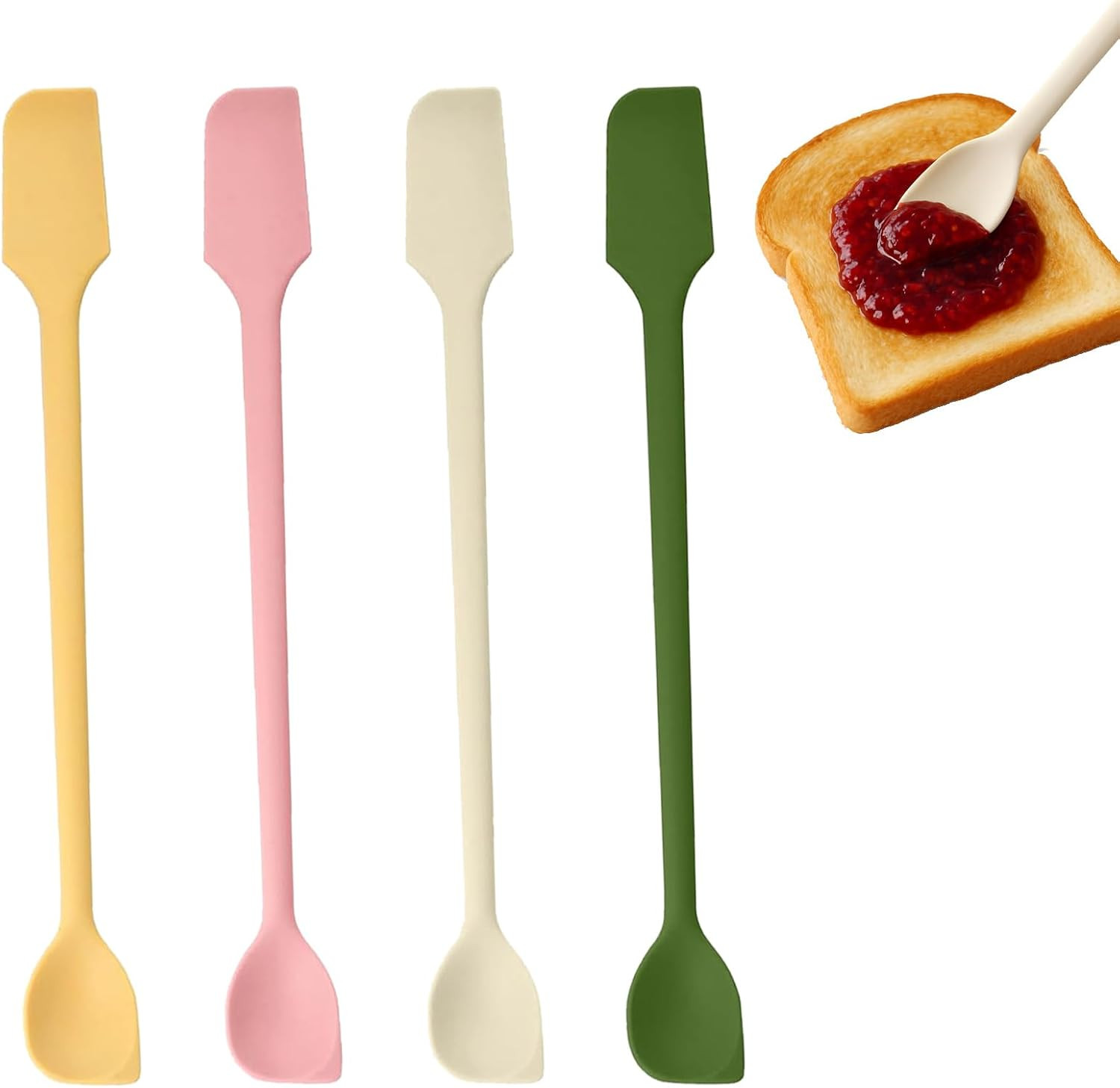 4 Pcs Small Silicone Spatula,Mini Silicone Spatul,Mini Spatula,Small,For Kitc...