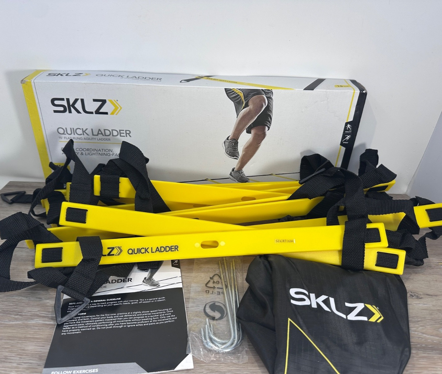 SKLZ Quick Ladder Pro 15' Flat-Rung Agility Football Footwork Trainer With Bag