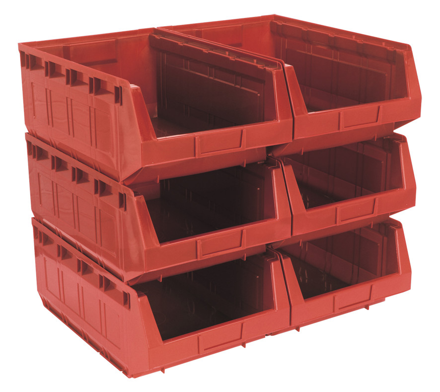 Sealey TPS56R Plastic Storage Bin 310 x 500 x 190mm - Red Pack of 6