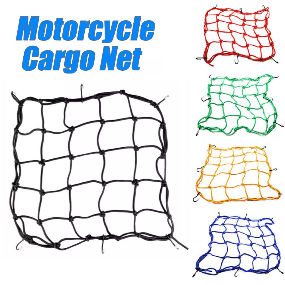 Motorcycle Bungee Cargo Net Helmet Mesh Bike Hold Down Accessories 6 Hooks