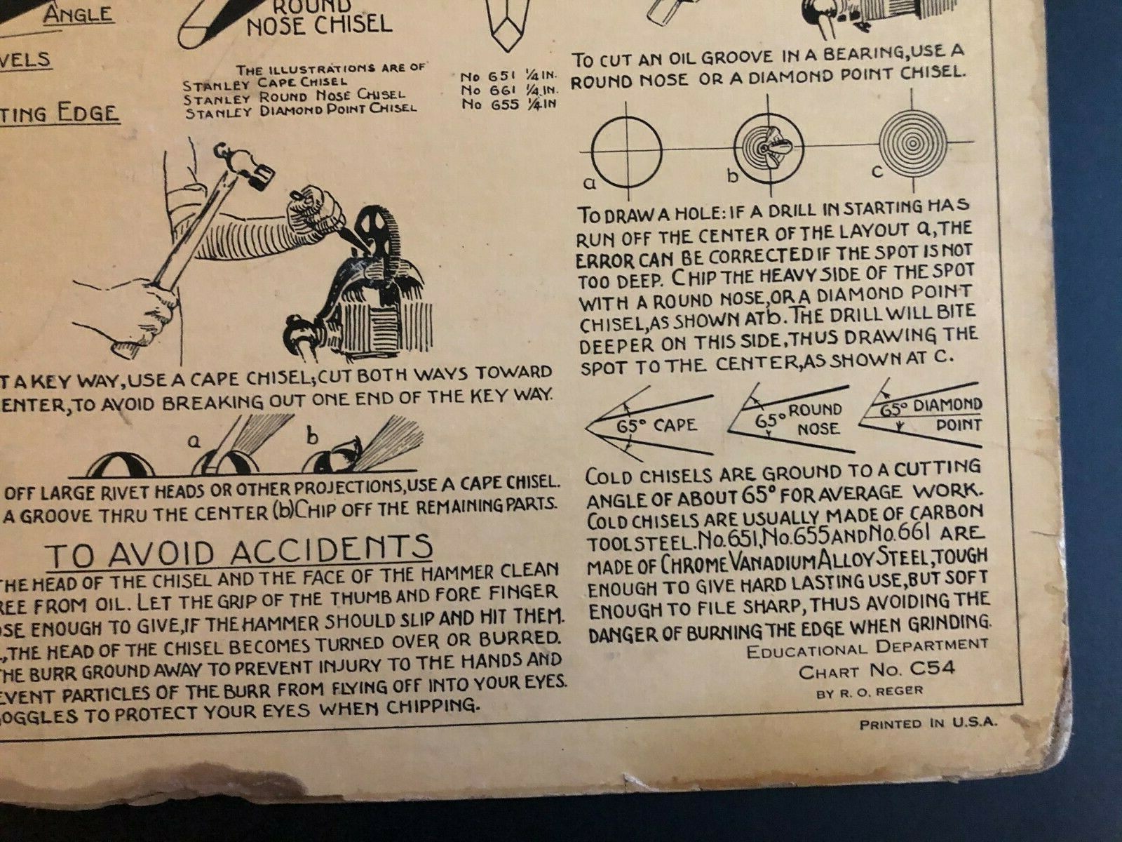 Vintage 1933 Stanley Tools Double Sided Pressboard Instructional Chart (10 / 14)