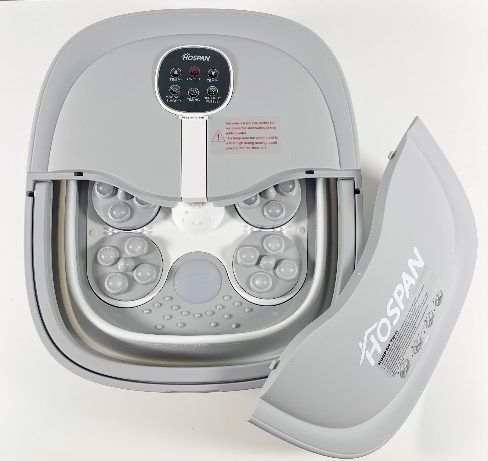 HOSPAN Collapsible Foot Spa Heat, 3 Massage Modes, Red Light Bubble
