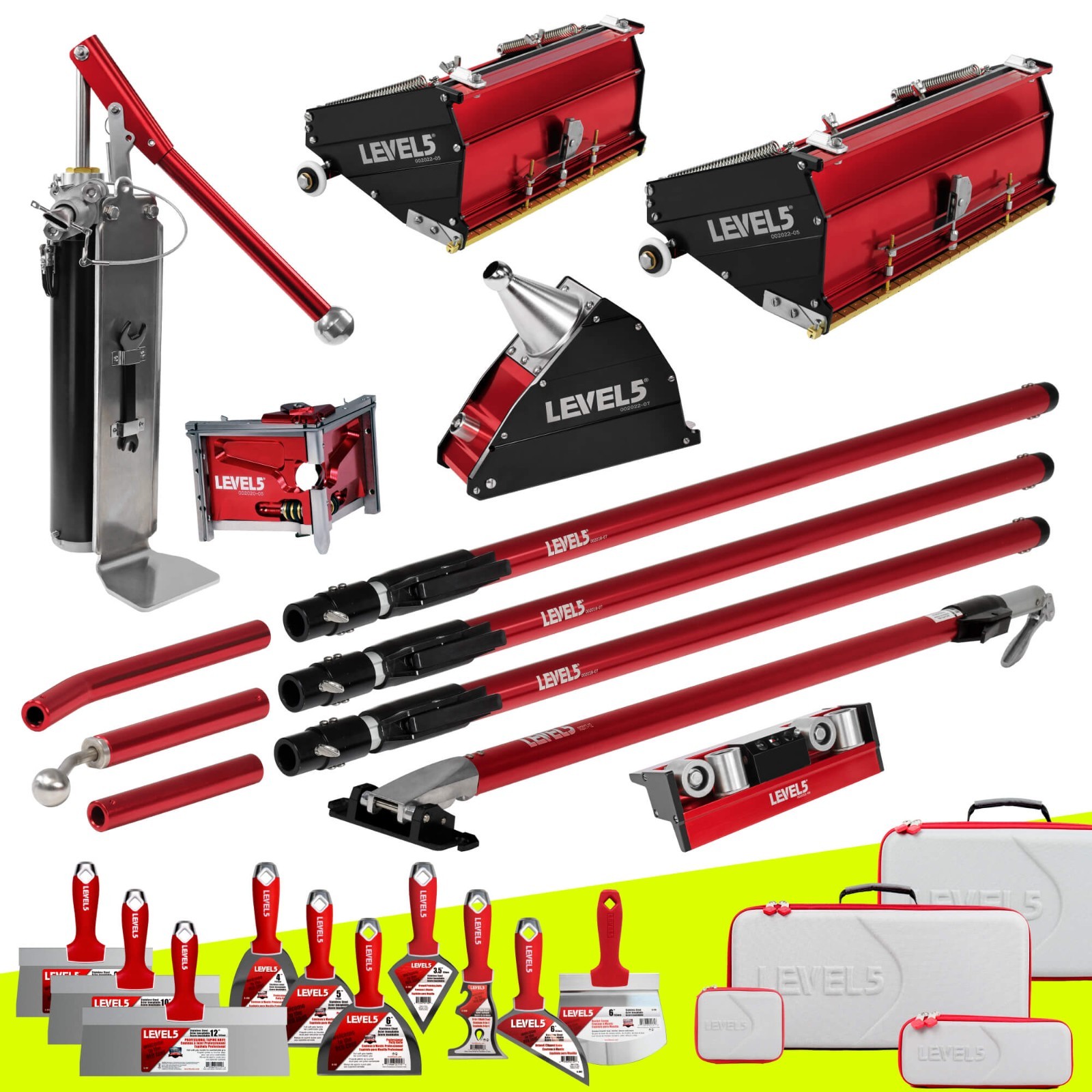LEVEL5 Finishing Tool Set, Mega Flat Boxes, Corner Finisher, Ext. Handles  4-609
