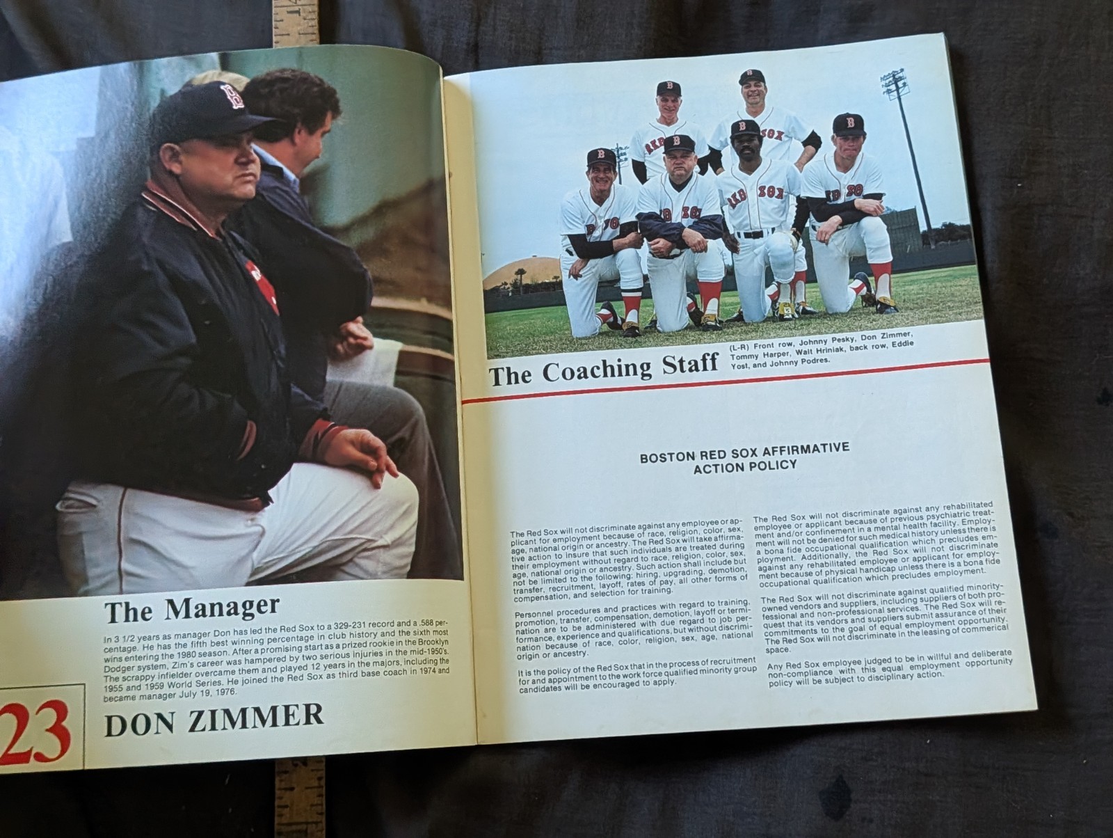 1980 Redsox souvenir baseball program