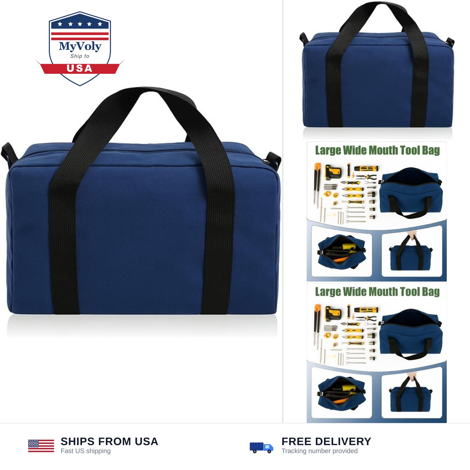 Small Tool Bag, Close Top Wide Mouth Tool Organizer Bag, Large Tool Bags | Ca...