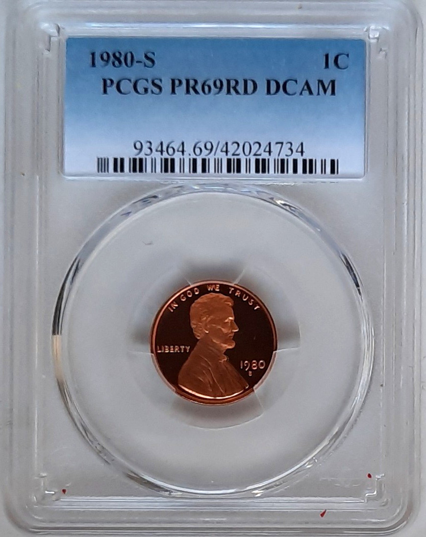1980-S Proof Lincoln Cent PCGS PR69 RD DCAM -Fading Blue Label.