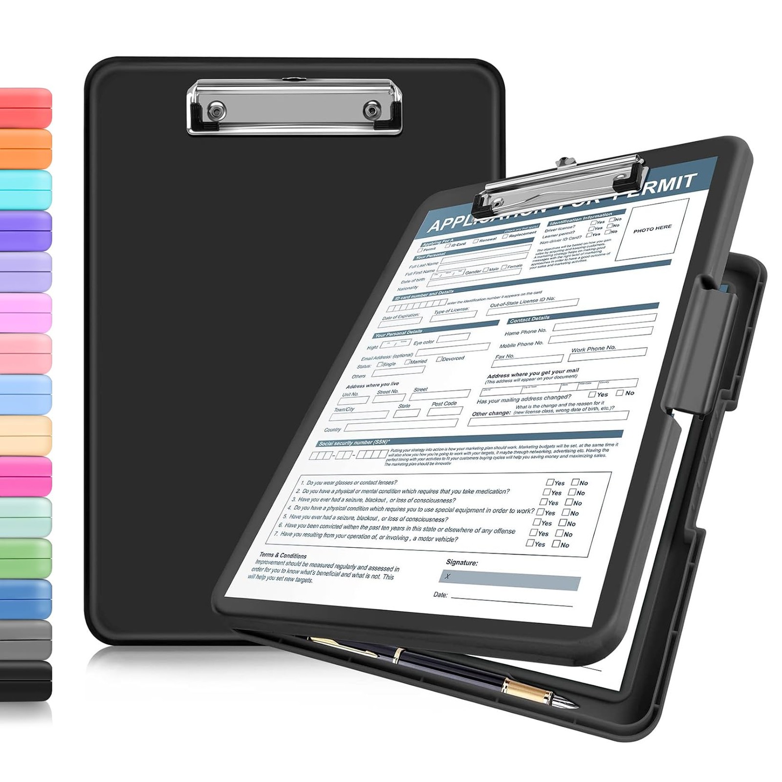 ANZNKU Clipboards with Storage, 13x9.6 Heavy 13" x 9.6" x 0.94", Black-new