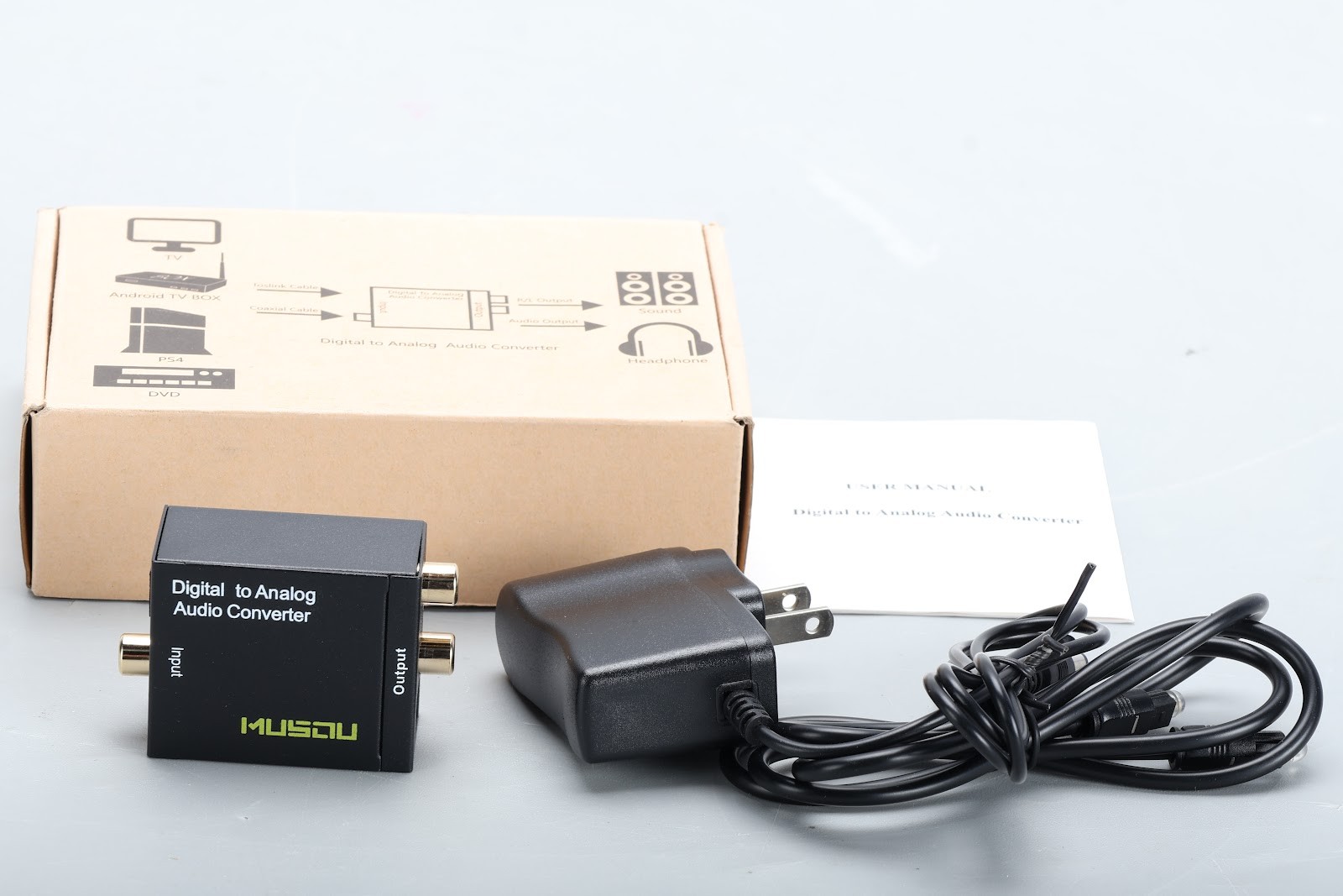 Musou X000XZZ1TN Digital to Analog Converter With Power Supply and Toslink Cable