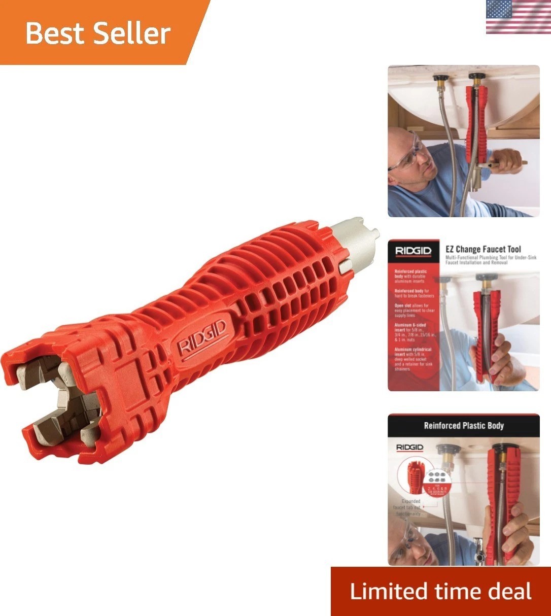 Multifunctional Plumbing Wrench - Ridgid EZ Change Faucet Tool for Tight Spaces