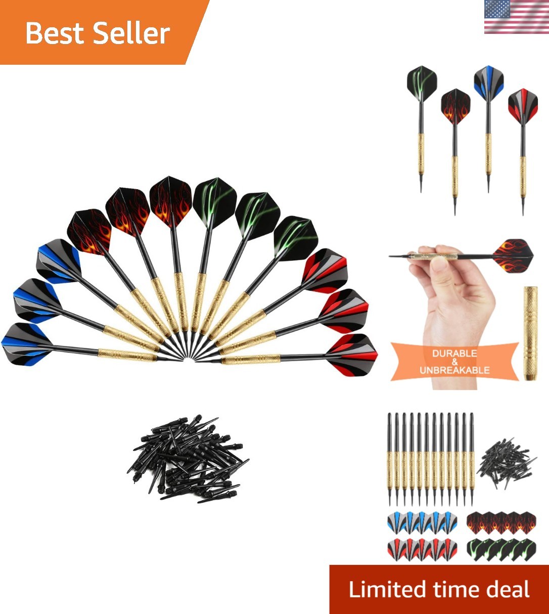 12-Pc Soft Tip Darts Set with 36 Replacement Tips - Perfect for All Skill Levels