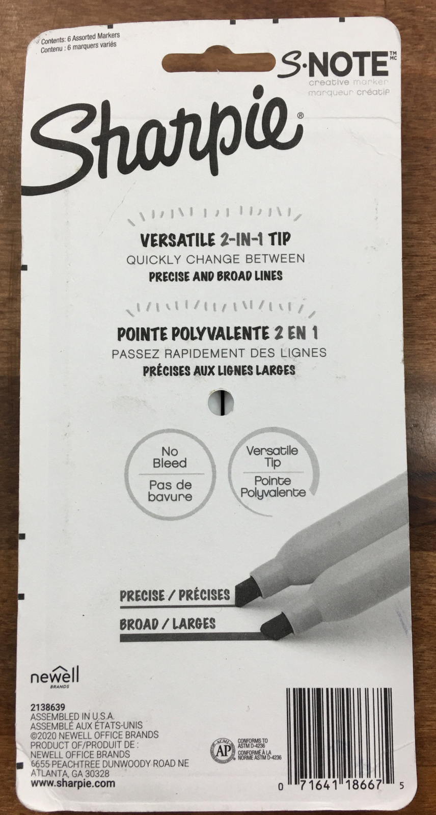Sharpie S•note 6 Ct Creative Marker Precise And Broad Lines ~ 2-in-1 Chisel Tip