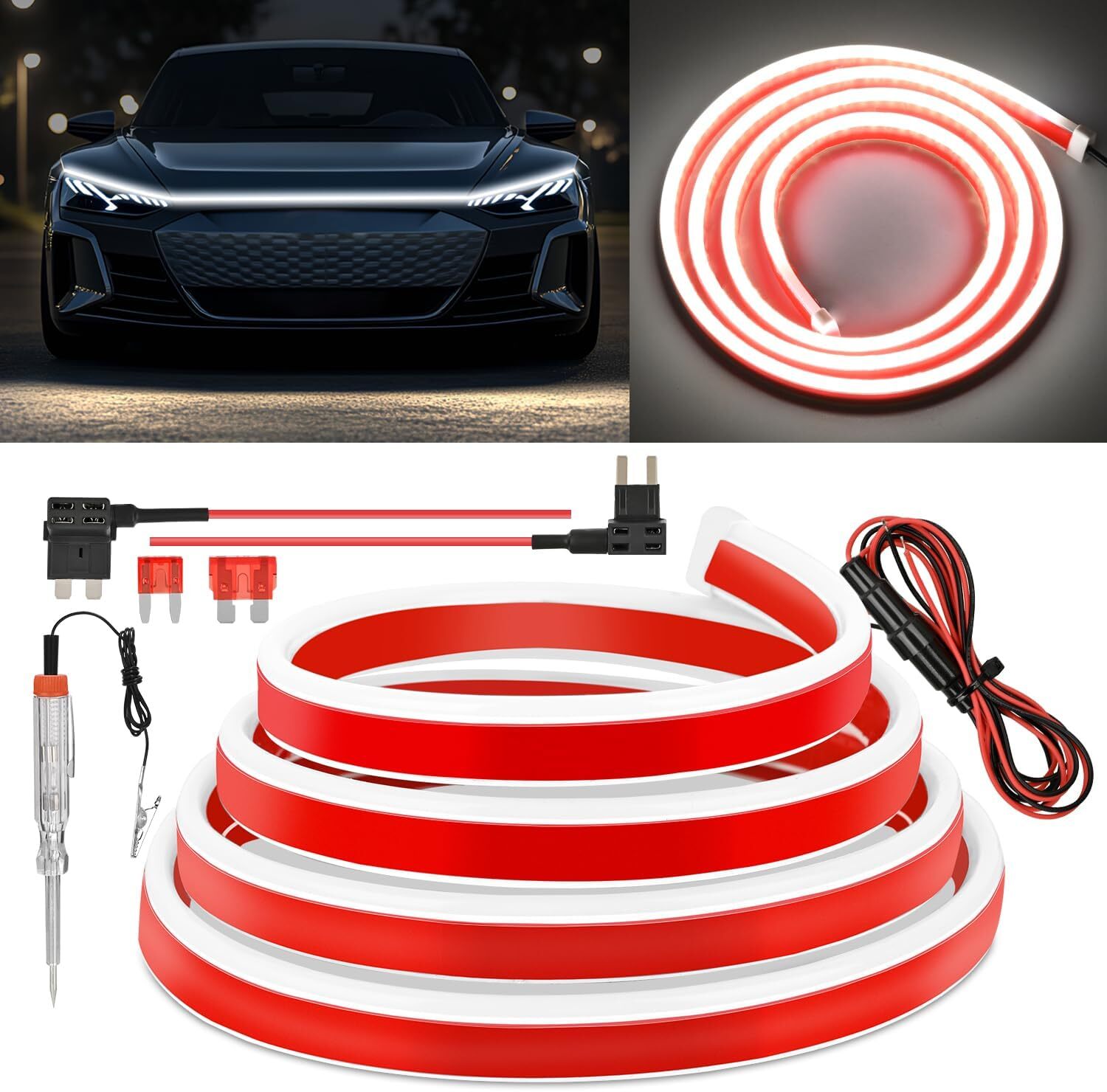 Nilight LED Hood Light Strip 59" 70" 79" Flexible Car Hood Light Waterproof