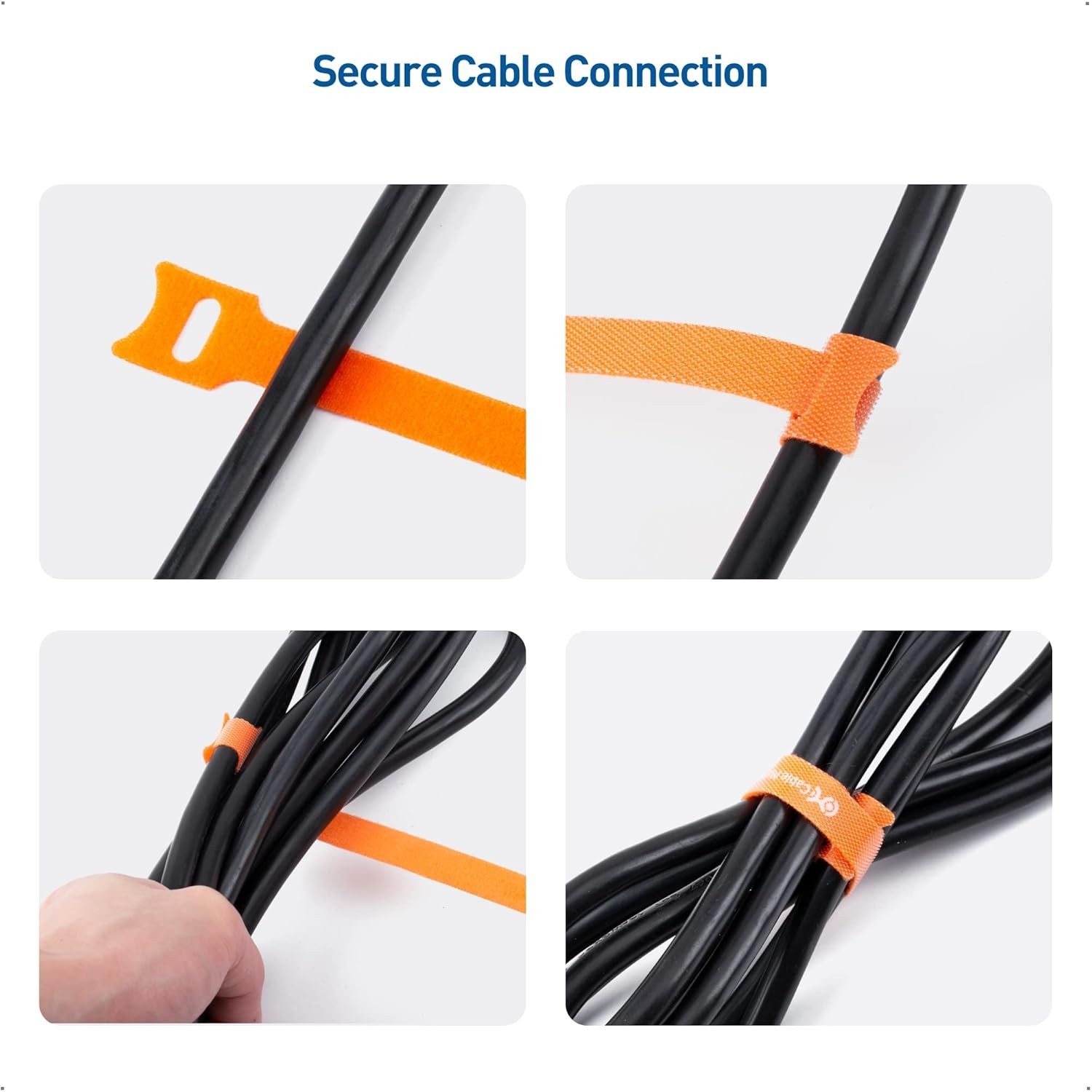 Cable Matters 100-Pack 8-inch Hook-and-Loop Reusable Wire Ties/Cable Ties with 4