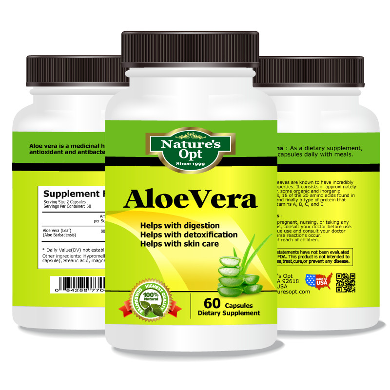 Aloe Vera Extract Capsules, For digestion and detox cleansing, immune support