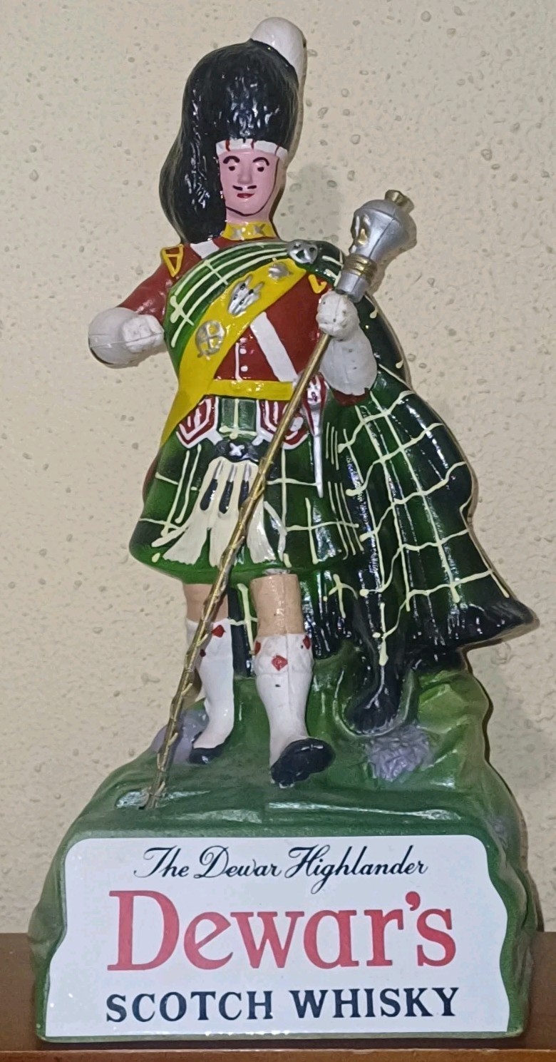 Vintage Dewar's Scotch Whisky Highlander Advertising Figure Pub Display
