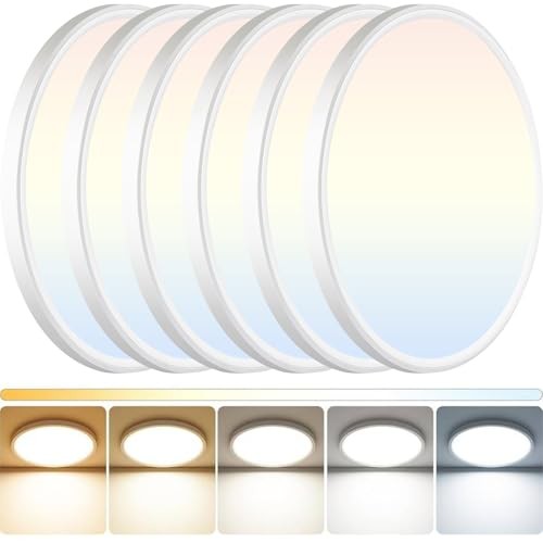 6Pack LED Flush Mount Ceiling Light: 12 inch Super Slim 12 Inch 6Pack-White