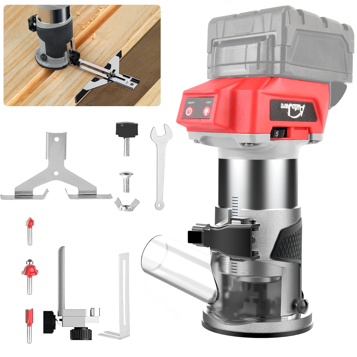 Cordless Compact Router Compatible with Milwaukee 18V Battery Bare Tool 6 Speed