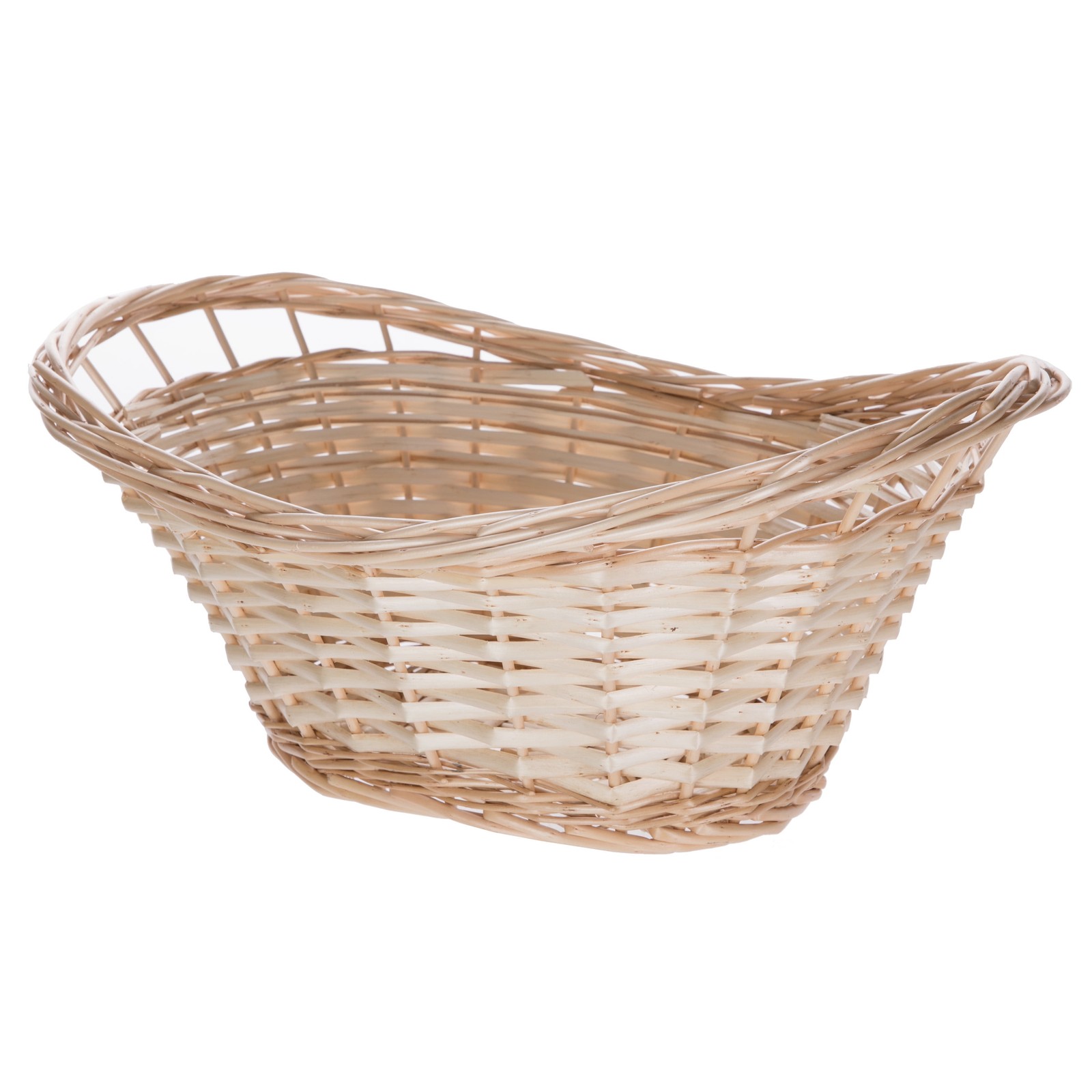Oval Split Willow Basket with Cutout Handles, 16.14” L x 11.42” W x 7.08” H