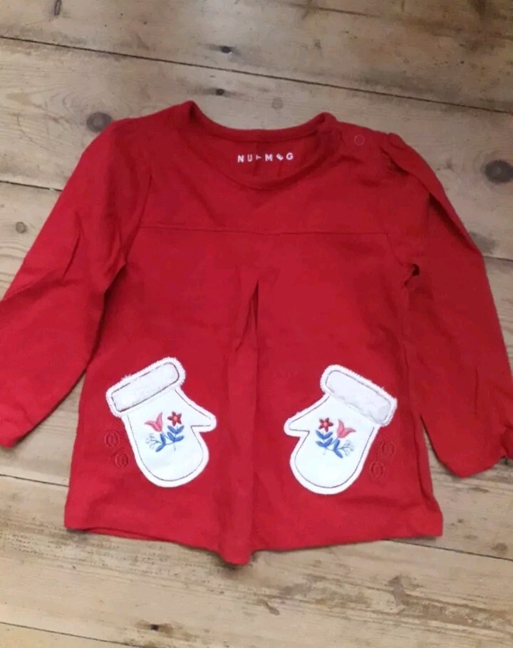 Long Sleeved Red Christmas Top Size 9-12 Months by Nutmeg