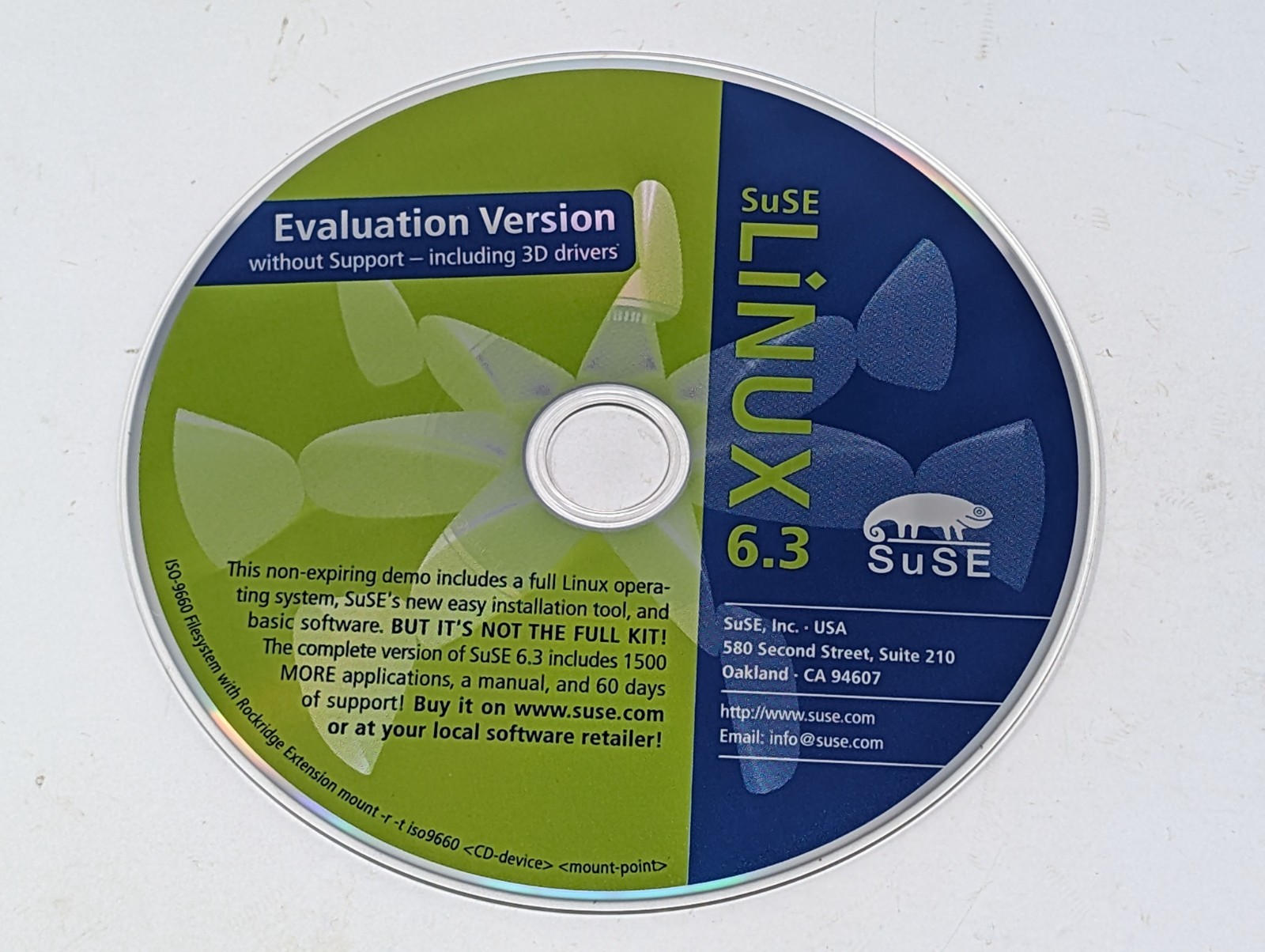SuSE Linux 6.3 Operating System Evaluation Version Demo CD-ROM Vintage