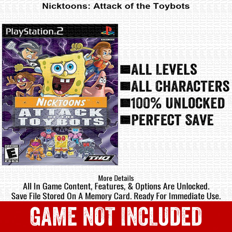 Nicktoons Attack of the Toybots 100% PS2 Memory Card All CHEATS ITEMS