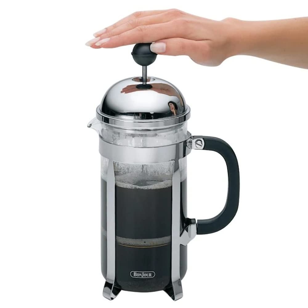 BonJour Coffee Stainless Steel French Press with Glass Carafe, 33.8-Ounce, Monet